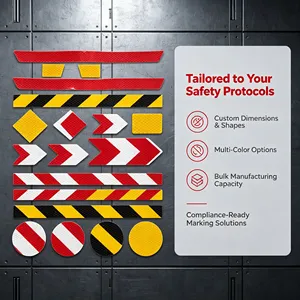 Reflective Safety Warning Stickers Red Yellow Rectangular Self-Adhesive Waterproof Industrial Use <b>Labels</b> - Product Image 6
