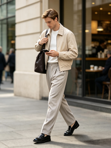 Pantaloni Eleganti da <span class=keywords><strong>Uomo</strong></span> Taglie Forti a Gamba Dritta con Elastico in Vita, Business Casual Elasticizzati 2026 - Fornitore all'Ingrosso di Fabbrica - Product Image 1