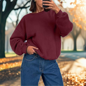 Sweat-shirts décontractés pour femmes en molleton écologique, coupe oversize, manches régulières, imprimés sur mesure de haute qualité, automne-hiver - Product Image 2