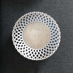 8 "or argent rond subtilité léger compact squelette losange motif bol décoratif fruits plat plateau chargeur <span class=keywords><strong>assiette</strong></span> - Product Image 6