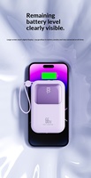 Nouvelle mini batterie externe ultra-rapide 66W en plastique 20 000 mAh avec câble intégré, charge rapide bidirectionnelle, batterie externe portable