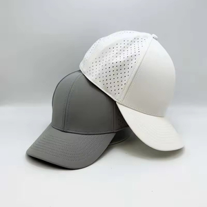 Custom 6-Panel PVC 3D Embroidered Logo Waterproof Laser Cut Hole Perforated Sporty Baseball Cap Curved Brim Golf <b>Hat</b> - Product Image 3