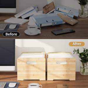 Pack organisateur de fichiers suspendus en bambou bureau bureau organisateur de fichiers assemblage facile lettre taille <span class=keywords><strong>bois</strong></span> stockage boîtes de rangement bacs - Product Image 3
