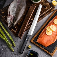 Grandsharp 11.6 pouces japonais Sakimaru Sashimi couteau à saumon Sushi cuisine Sakimaru couteaux avec bois d'ébène et manche en corne de buffle