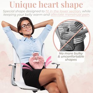 Sac de bouteille d'eau chaude en caoutchouc de couleur rose de qualité supérieure en forme de <span class=keywords><strong>coeur</strong></span> 1L avec couvercle moelleux <span class=keywords><strong>bouillotte</strong></span> - Product Image 3