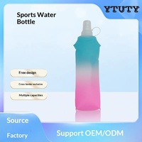 Bouteille d'eau de sport pliable souple et colorée, sans BPA, de qualité alimentaire, dégradée, 250 ml, pour course à pied en extérieur et marathon
