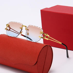 Gafas de Sol Retro de Diseñador, de Alta Calidad, con Doble Puente, Montura Metálica con Cabeza de Leopardo, Marca de Lujo - Product Image 3