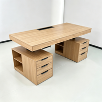 Escritorio de Oficina Ajustable, Moderno, de Madera, para Computadora, con Cajones, Gestión de Cables, Tomacorriente, Muebles para el Hogar
