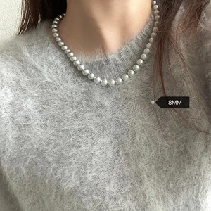 Collar de perlas de plata y gris para mujer, joyería vintage delicada de lujo, collar <span class=keywords><strong>Netflix</strong></span>, collar de clavícula con cuentas - Product Image 5