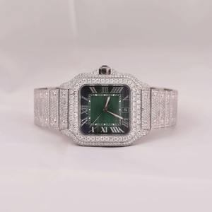 Montre de luxe classique carrée entièrement sertie de diamants, tendance mode pour hommes et femmes, montre à quartz brillante en moissanite - Product Image 1