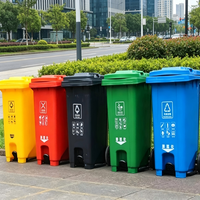 Poubelle commerciale en plastique HDPE de 240 litres, imperméable, écologique, avec roues, poubelle à pédale pour restaurant, poubelle à déchets
