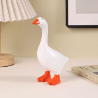 Porte-clés aimanté en résine blanche en forme de canard, peint à la main, pour entrée de maison, bureau, cadeau de pendaison de crémaillère