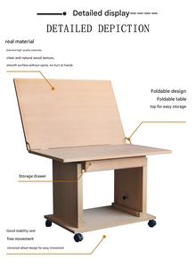 Mesa de estudio de madera de haya Huixishi 60x80cm con caballete de pintura ajustable y silla de estudio de arte con estructura metálica para fotografía - Product Image 3