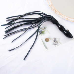 Nuovo vetro Dildo anale Plug in pelle frusta per coppie SM Flogger schiavo culo anale perline regina frusta - Product Image 4