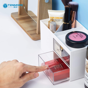 <span class=keywords><strong>Tiroir</strong></span> de rangement de bureau double couche de luxe Macaron, boîte organisatrice esthétique pour cosmétiques et bijoux, décoration de coiffeuse style INS - Product Image 1