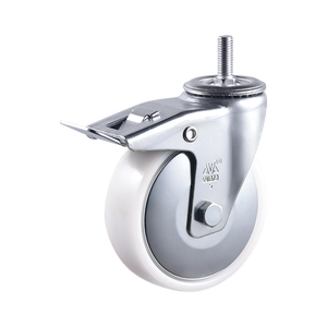 VIMA Heavi Duti 3.5 4 5 6,5 8 Zoll Gewinde Lenk rolle Rad bremse PP White Industrial <span class=keywords><strong>Caster</strong></span> für Wagen - Product Image 1