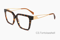 Montures de lunettes de vue de luxe carrées en acétate et métal pour femmes, vente en gros
