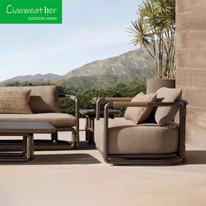 Patio Sofá de madera Patio Ocio al aire libre Juego de sofás de jardín de madera de teca - Product Image 5