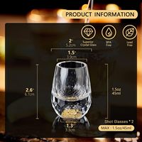 Verre à vin personnalisé de haute qualité avec logo, 15 ml, 45 ml, en verre réutilisable, en forme de diamant, avec paillettes de feuilles d'or 24 carats, pour shots de liqueur