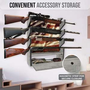 Accesorios de Caza: Estante de Almacenamiento de Madera para Montar en la Pared con Compartimentos Ocultos - Organizador Multirranuras Completamente Ensamblado 6X Alto - Product Image 5