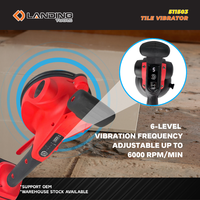 Vibrateur de carrelage sans fil 511503 avec ventouse de 166 mm, affichage numérique à 6 vitesses pour l'installation de dalles de carrelage grand format