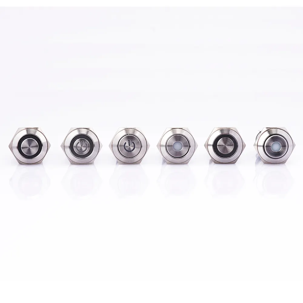 16Mm Verlichte Rvs Arrêterende Push Button Switches Met Symbool