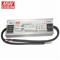 Alimentation LED Meanwell HLG-240H-12 240W à sortie unique 16A 12V avec gradation 0-10V, PFC, efficacité 90%