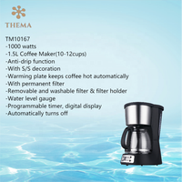 Thema CKD SKD Temporizador digital Control programable Automático Anti goteo 1000W Mantener caliente 1.8L 12 15 Taza Cafetera de goteo