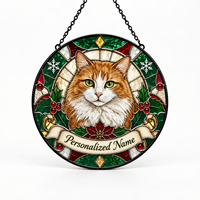 Décoration murale en vitrail 2D personnalisée pour Noël, style bohème, à suspendre sur fenêtre, pour animaux de compagnie, idéale pour le dropshipping