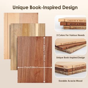 Planche à découper en bois d'acacia et d'ébène antidérapante, ensemble de 3 planches à découper en forme de <span class=keywords><strong>livre</strong></span> avec support, planche à découper en bois massif durable - Product Image 4