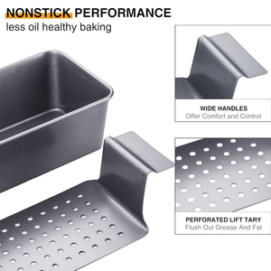 Bandeja Rectangular Antiadherente de Acero al Carbono para Panecillos, con Bandeja de Goteo, Apta para Lavavajillas y Horno, 0.7mm de Grosor, para Hornear, Reduce la Grasa y Mejora el Sabor - Product Image 3