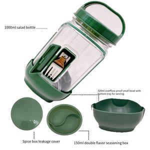Boîte à salade portable en plastique, hermétique et étanche, pour aliments secs, avec couvercle à rabat et fourchette intégrée, pour les voyages et la cuisine - Product Image 4