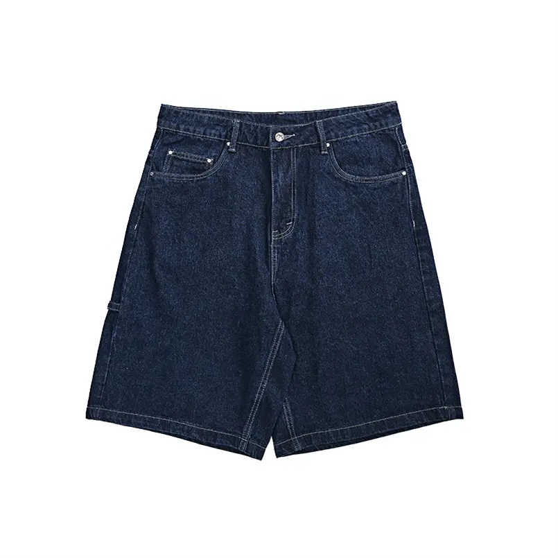 2024 Hoge Kwaliteit Knoop Denim Katoen Aangepaste Logo Mannen Bermuda Shorts Jorts