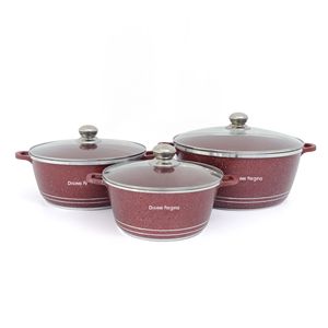 6 Piece American Style Granite Coating Cookware Set Aluminum <b>Soup</b> <b>Pot</b> Glass Lid Non Stick Multi-Layer Coating for Gas Induction - Product Image 4