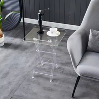 Table de bar pliante moderne en acrylique transparent, table à cocktail ronde en lucite, table fantôme à cadre en X pour l'extérieur, finition polie