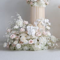 Composition florale artificielle en soie blanche pour allée de mariage, rangée de fleurs pour toile de fond, jacinthe, orchidée, gypsophile, décoration événementielle