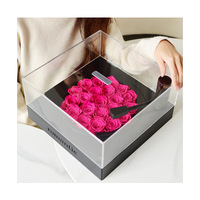 AM-PFE29 Ammy Konservierte Blumen-Plattenspieler-Acrylbox Heimdekoration Ewige Rose Accessoires für Weihnachten Muttertag Halloween