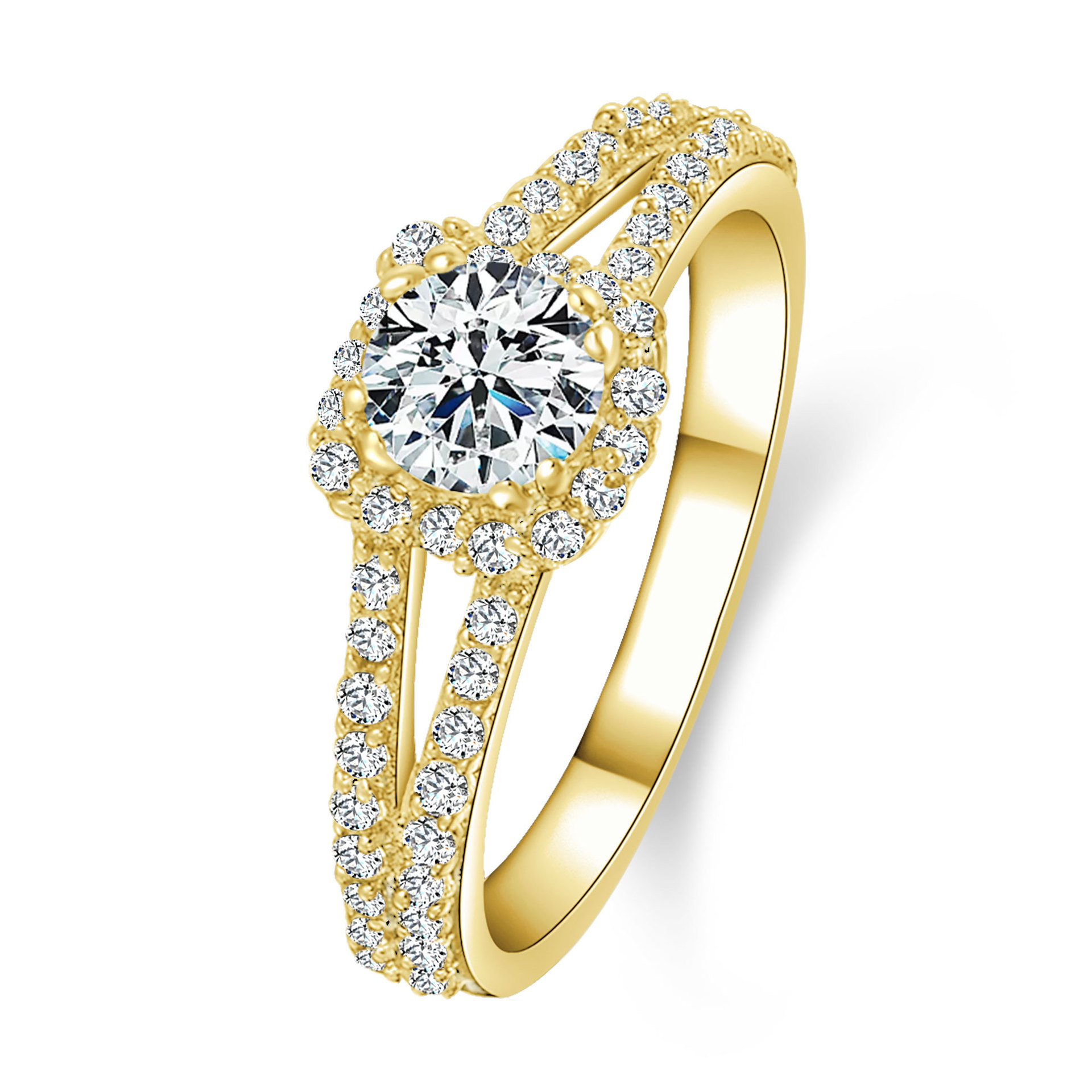 Bague diamant carrée double bras[KYellow]