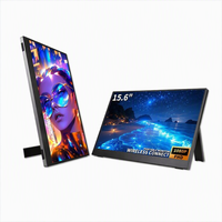 Moniteur portable 15,6 pouces FHD 1920x1080 60Hz HDR, diffusion d'écran sans fil, support intégré, double haut-parleurs pour PC, téléphone, PS4, Xbox