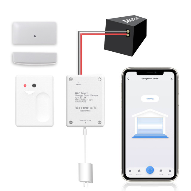 JBLYU Smart Life Tuya Automatic Smart Home Garage Door Opener Max 5V Wi-Fi Networked IP11 Alexa/Google