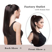 Vente en Gros 100% Cheveux Vierges Russes Queue de Cheval Humains à Enrouler avec Clip Longs