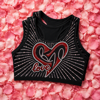 Nouvel Arrivage Transferts thermocollants en strass thermocollants motif cœur pour brassières de sport et t-shirts, Fourniture d'usine