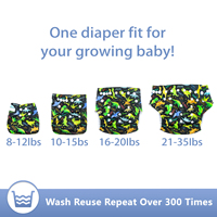 Lot de 6 couches lavables et réutilisables, taille unique, réglables et personnalisées pour bébé avec 6 inserts en microfibre, 1 sac humide