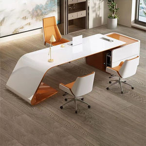 Bureau de direction moderne en bois durable avec rangement extensible, design écologique pour le bureau à domicile, poste de travail durable pour PDG - Product Image 2