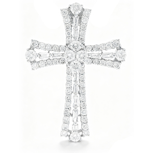 CUSTOM SILVER 10K/14K/18K GOLD PLATED LAB GROWN CVD DIAMOND CLASSIC ENGAGEMENT GIFT SWEATER <b>CHAIN</b> NECKLACE <b>CROSS</b> PENDANT - Product Image 1