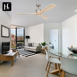 Ventilador de techo de madera maciza con acabado en níquel cepillado y cromo de lujo, de 52 pulgadas y con 3 aspas. - Product Image 6