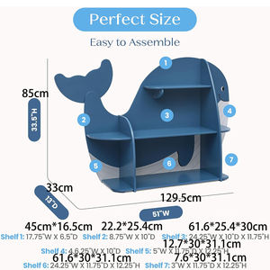 Étagère à livres en bois en forme de <span class=keywords><strong>baleine</strong></span>, bibliothèque Montessori, étagères pour salon, chambre d'enfant - Product Image 6