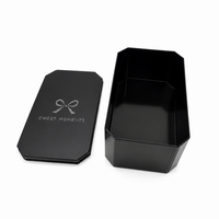 Boîte rectangulaire en fer blanc noir mat avec logo personnalisé pour biscuits, bonbons, emballage cadeau – Boîtes métalliques élégantes réutilisables pour mariage et fête