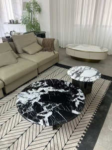 Итальянский круглый роскошный журнальный столик из нержавеющей стали с мраморной столешницей оптом - Product Image 3