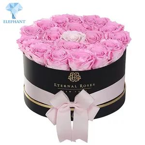 Custom Cardboard Round Tube Cylinder Flower Rose Packaging Box Black Round Box